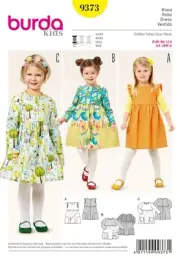 BURDA SEWING PATTERN 9373 TODDLERS GIRLS 1½-6 EASY RAISED WAIST DRESS & PINAFORE