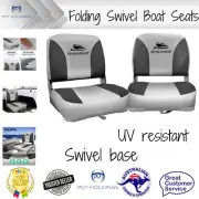 Seamanship Set of 2 Folding Swivel Boat Seats - Grey