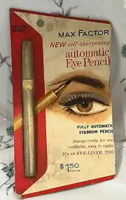 VINTAGE MAX FACTOR HOLLYWOOD GOLD METAL AUTOMATIC EYE PENCIL LINER MEDIUM BROWN