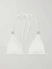 [Melissa Odabash] Melissa Odabash - Cancun Embellished Triangle Bikini Top - White - UK 6 UK 6 White