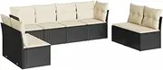vidaXL Garden Sofa Set - Modular Poly Rattan Lounge with Cushions - Flexible 8 Piece Black Patio Furniture for Terrace, Backyard, and Deck