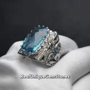 Unique Style Mens London Blue Topaz Ring Topaz Gemstone Ring Sterling Silver 925
