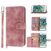 MCC iPhone 7 8 Wallet Case Cover Extra Card Slots with Strap Apple iPhone7 [Pink]