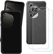 LCEHTOGYE Case for Fossibot F112 Pro + 2 Pcs Tempered Glass Screen Protector, Slim Black Shock-Absorption Soft TPU Bumper Protective Phone Case Cover for Fossibot F112 Pro (6,88")