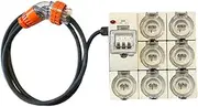 Portable Power Board 32 Amp 3 Phase 5 pin to 7 x 15 Amp 240v RCBO