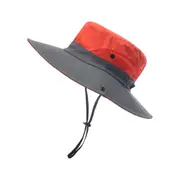Bucket Hat Wide Brim Sun Hat Anti-UV Protection Hiking Fisherman Breathable Hat - Orange