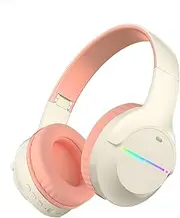 Wireless Bluetooth Headphones-Colorful Lights,Large Battery Capacity,Foldable,Bluetooth 5.3,10 m Range,Stereo Surround,Built-in Microphone,Comfortable affixed Ears (Pink)