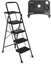 4-Step Ladder with Tool Platform, Wide Anti-Slip Platform & Thick Rubber Feet -