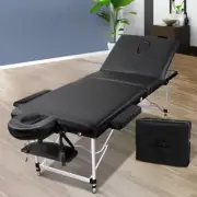 Portable Massage Table Foldable Sturdy Aluminium Frame Adjustable Height Black