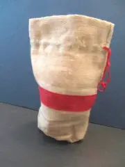 Natural Jute Draw-String Gift Wine Pouch Red Stripe Environmentally Friendly