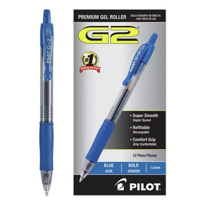 Pilot 31257 Bold 1 mm Gel Pen - Blue Ink/Smoke/Blue Barrel (1-Dozen) New
