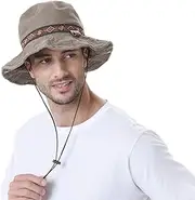 [WITHMOONS] Boonie Bush Hat Aztec Pattern Wide Brim Side Snap KR8752