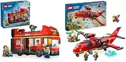 LEGO® City Red Double-Decker Sightseeing Bus Toy 60407 & LEGO® City Fire Rescue Plane Building Toy Set 60413