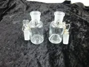 LOT OF 2 TCW CO. GLASS 2 OZ APOTHECARY, MEDICINE DROPPER BOTTLES WITH STOPPERS