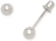 [JewelryWeb] Solid 14ct White Gold Teen 4mm Ball Screw Back Earrings