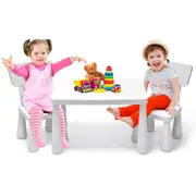 Costway Table & Chairs Set Study Drawing Desk Activity Play Toy ern Furniture Gift White