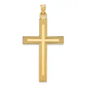 14k Yellow Gold Laser Etched Cross Charm