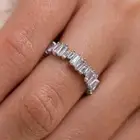 Full Eternity Sterling Silver Baguette Cut Moissanite Anniversary Ring For Women