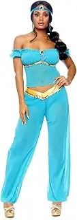 [Leg Avenue] Women 3Pc Arabian Beauty Off Shoulder Top with Harem Pant n Headband - Blue