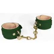 Spartacus - Vegan Fetish Green PU Wrist Restraints with Plush Lining