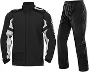 [KDOQ] Motorcycle Cycling Rain Suits Sets Windproof Hooded Rain Gear (Jacket & Trouser Suit) Lightweight Waterproof Rain Coat, Splits Jacket Trousers Sets