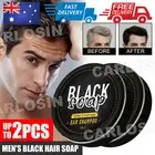 up 2x Men's Grey Coverage Bar Shampoo Hair Darkening-Black Soap Grey Hair Cover