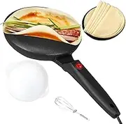 Electric Griddles，Electric Crepe Maker, 1 Batter Bowl and Mixer, Non-Stick and Easy to Clean, Spherical Curved Surface Design, One-Touch Switch, for Pancakes, Dough