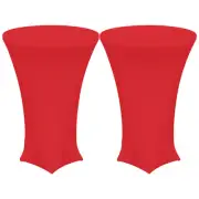 2pcs Cocktail Tablecloth 32" x 43" Spandex Stretch Tablecloth Table Cover, Red