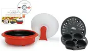 Microhearth 1.5-Quart Nonstick 4-Piece Everyday Pan Set for Microwave Cooking, Red