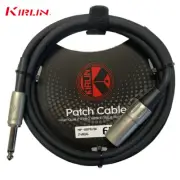 Kirlin 6FT XLR 3-Pin Male / 1/4" Mono Male Shielded OFC Microphone Cable