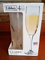 Set of 4 Libbey Claret 6 oz. Glass Champagne Flutes ~ New In Box!