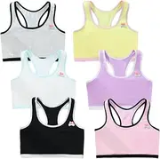 [Adeimoo] Girls Training Bra Cotton Bralette Seamless Cami Sports Vest, 6 Colors, 12-14 Years