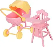 Miniature Baby Carriage Doll Stroller Toy Realistic High Chair Portable Playset Boys and Girls Doll Furniture