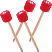 TOGEVAL 2Pairs Percussion Drum Mallets Lightweight Head Comfortable Grip Handle for Bass Drum Marching Band Accessories