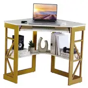 Corner Computer Desk 41 x 30 inches with Smooth Keyboard & Storage Shelves