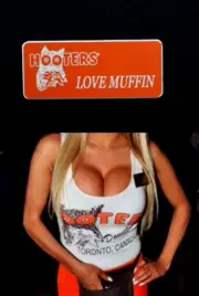 Hooters Uniform Love Muffin Name Tag Pin Back Dress Role Play Costume Accessory