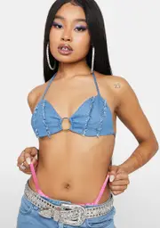 For Me To Know Denim Triangle Bra