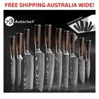 Damascus Japanese Santoku Cleaver Slicing Utility Chef Knife Set