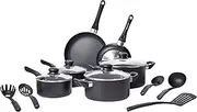 Amazon Basics Non-Stick Cookware Set, Pots, Pans and Utensils - 15-Piece Set
