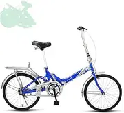Folding Adult Bicycle, 20-inch Quick-Folding Bicycle with Adjustable Handlebar and Seat, Shock-Absorbing Spring, Labor-Saving Big Crankset, 7 Colors