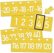 QOUBAI Number Line for Classroom Wall (-20 to +120) Slate Yellow Number line Bulletin Board for Students Math Learning Poster Yellow Bulletin Border Decor Numbers Lines Boarder Strips for Home School
