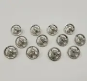 12 pcs Scottie Dog Scottish Terrier Head Silver Plastic Sewing Buttons 1/2" VTG