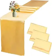 Table Runner, Gold Table Runner, 3 PCS Satin Table Runners, 108 x 12 Inch Silk Wedding Table Runners for Graduations Halloween Fall Birthday Banquets Party Decorations Supplies