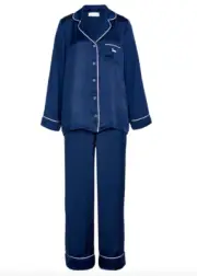 NEW PETER ALEXANDER NAVY POLY SATIN TOP PANTS PJ SET WOMENS MEDIUM RP$139 NO BOX