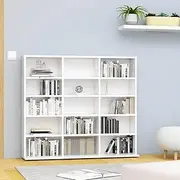 Stylish White CD Cabinet with 15 Shelves, Engineered Wood, 102x23x89.5 cm, Storage Display Rack for CDs, DVDs, Books, Ideal for Office or Living Room