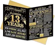 Jumbo 13th Birthday Card for Boys Girls, Happy Thirteenth Bday Party Decoration for Daughter Son, 13 Years Ago Back in 2012 Newspaper Card