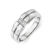 Sterling Silver Men's Polished Diamond Ring