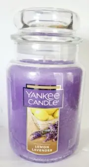 Yankee Candle LEMON LAVENDER Large Jar 22oz Purple Housewarmer New!