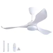 52 Inch LED Morden White Ceiling Fan with Remote Control Quite DC 6 Speeds Motor
