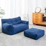 UYSOFRCV Storage Bean Bag Chair Cover (No Filler), Extra Large Sack Bean Bag Case Double Sofa Recliner Lazy Lounger Cover for Adults and Kids,Dark Blue